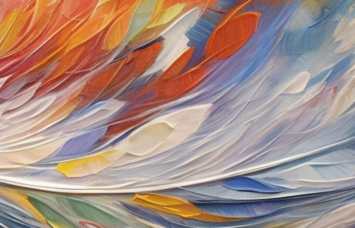 Colorful Swirling Feather Vortex Abstract Modern Decorative Poster - Image 4