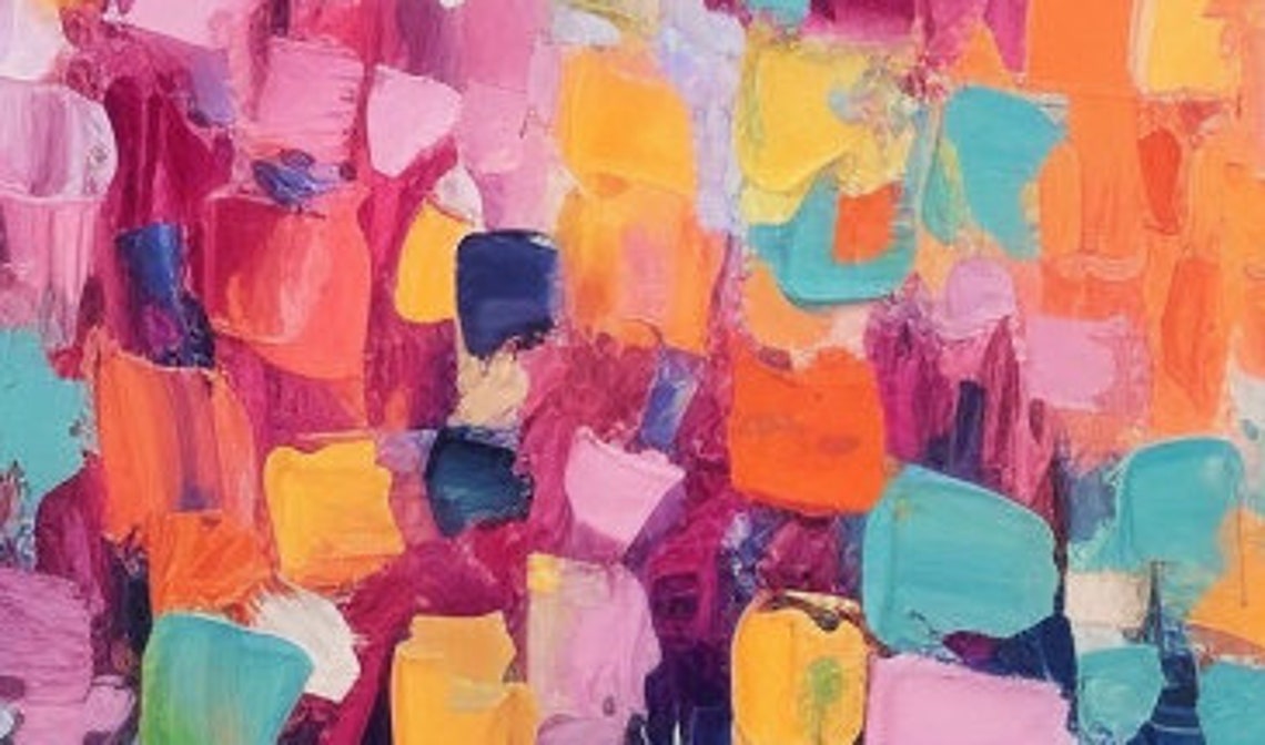 Rainbow Confetti Mosaic Blocks Abstract Colorful Modern Poster - Image 4