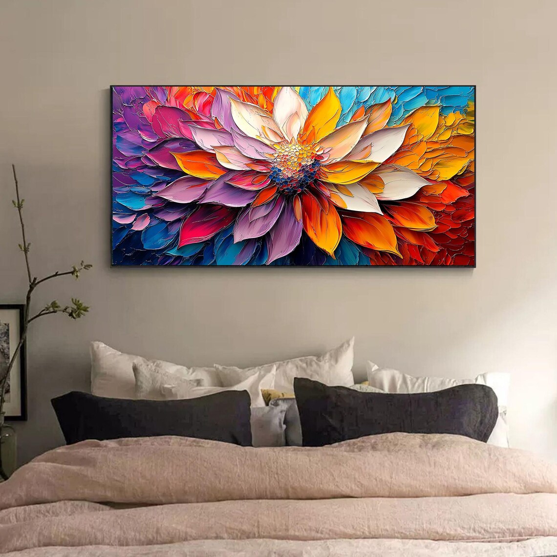 Colorful Flower Oil Painting, Abstract Blossom Art Print - Image 6