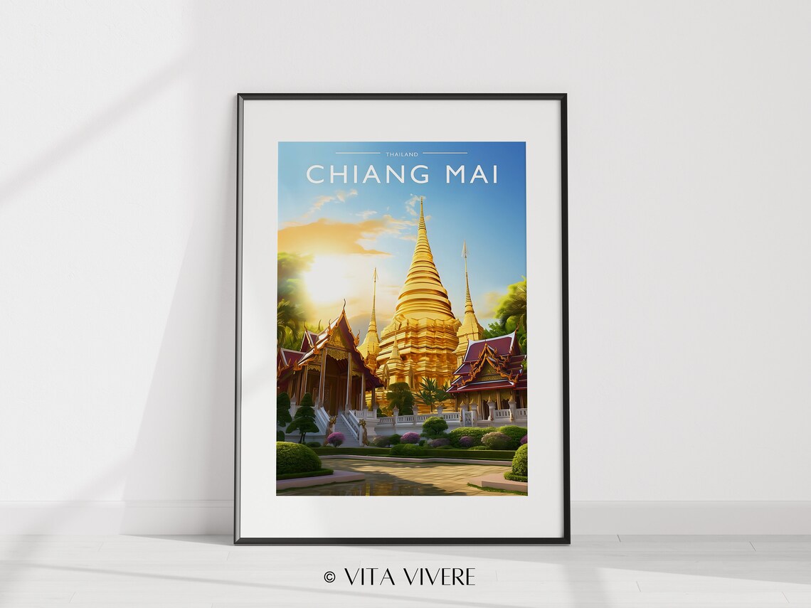 Chiang Mai Travel Poster, Thailand City Wall Decor - Image 2