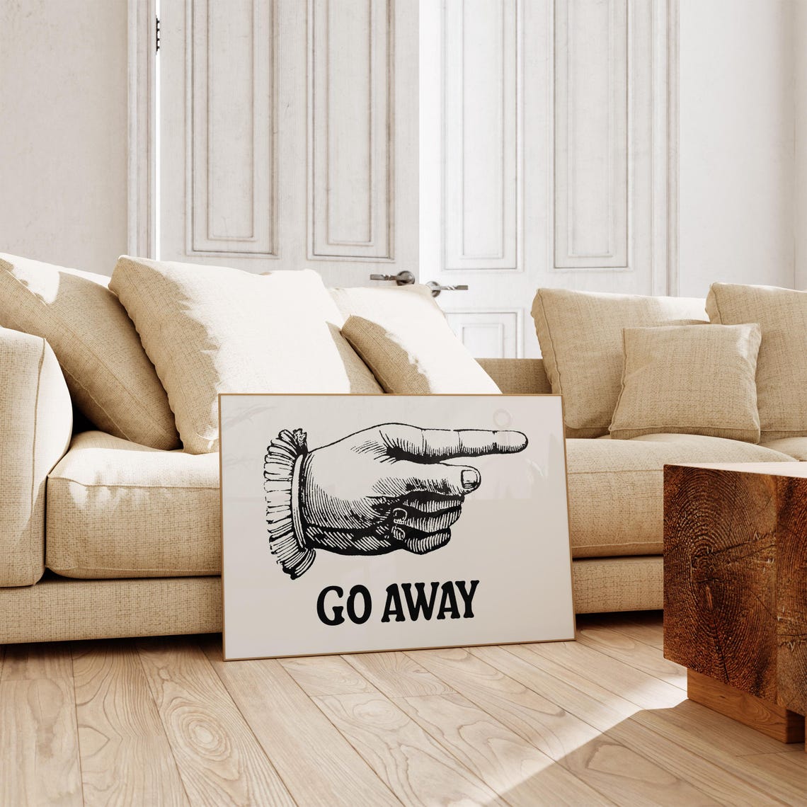 Go Away Pointing Hand Funny Vintage Quote Sarcastic Wall Art - Image 2