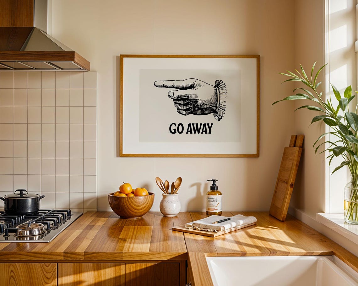 Go Away Pointing Hand Funny Vintage Quote Sarcastic Wall Art - Image 4