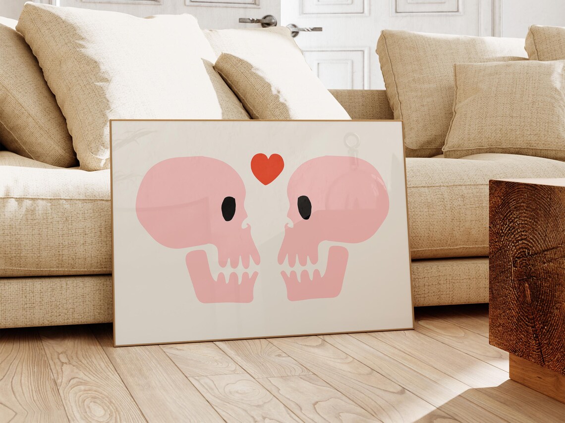 Skull, Til Death Do Us Part Valentine Love Art Print - Image 2