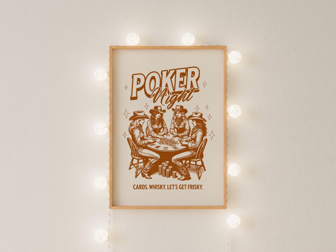 Poker Night Cowgirls Vintage Cards Whisky Western Game Room Poster - Image 4