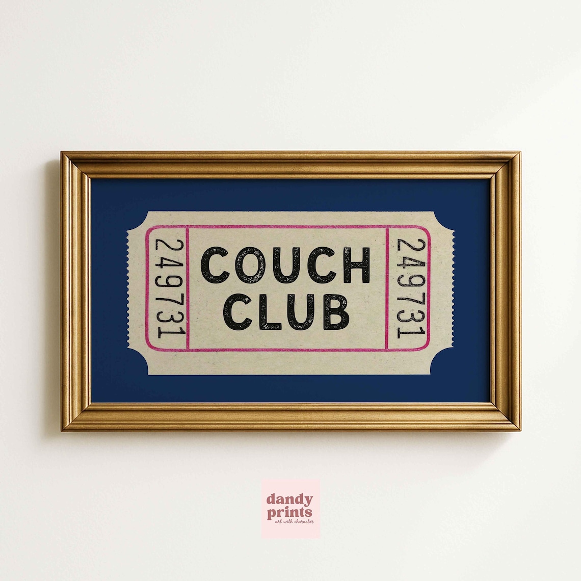 Mid-Century Modern Blue Couch Club Art Print