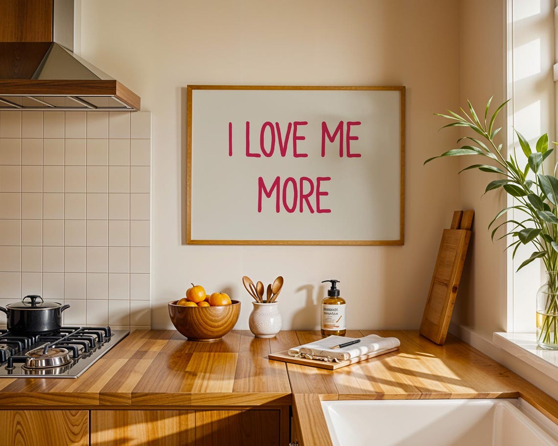I Love Me More Pink Hand Lettered Self Love Affirmation Poster - Image 3