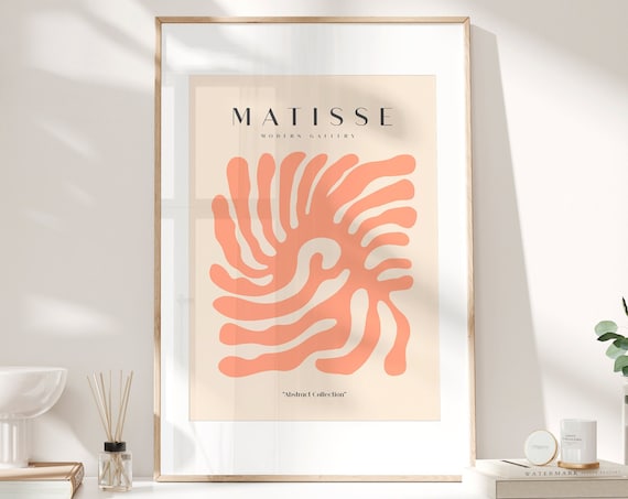 Matisse Coral Organic Leaf Shapes Modern Gallery Exhibition Wall Poster