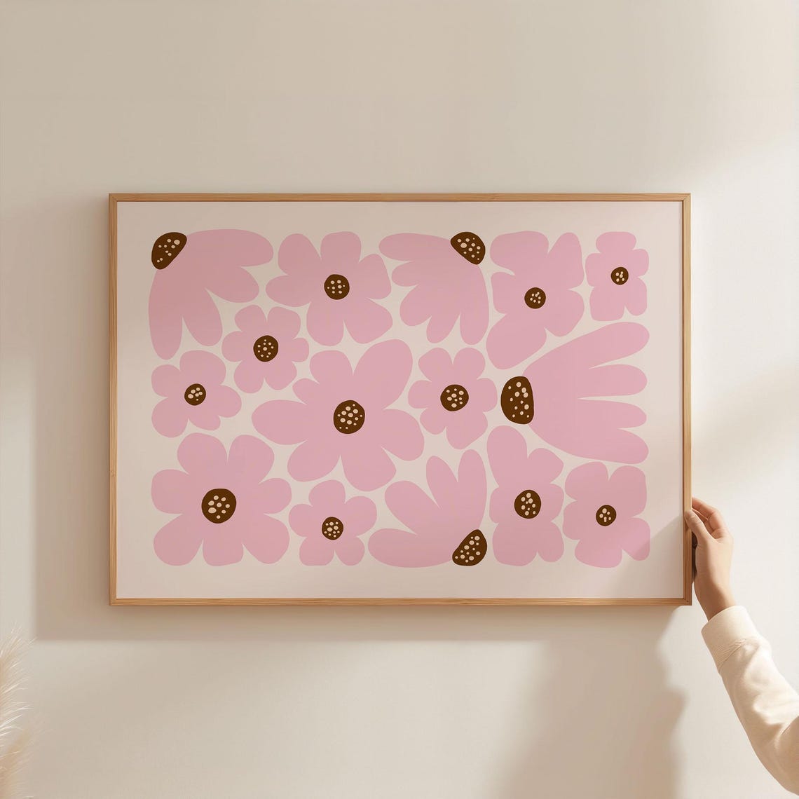 Pink Poppies Maximalist Abstract Floral Retro Botanical Poster