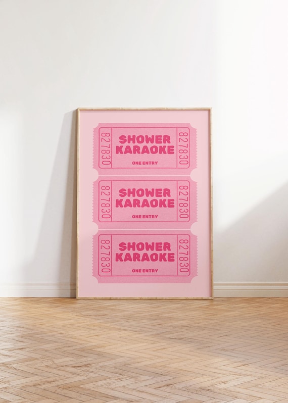 Shower Karaoke Singing Funny Bathroom Retro Poster
