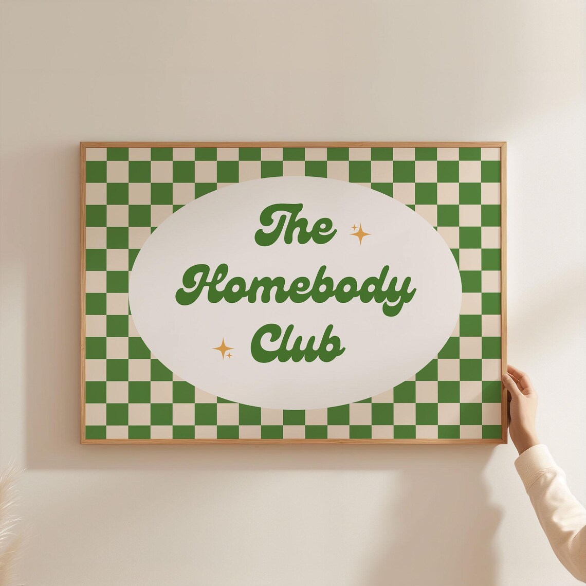 The Homebody Club Retro Green Checkerboard Typography Poster