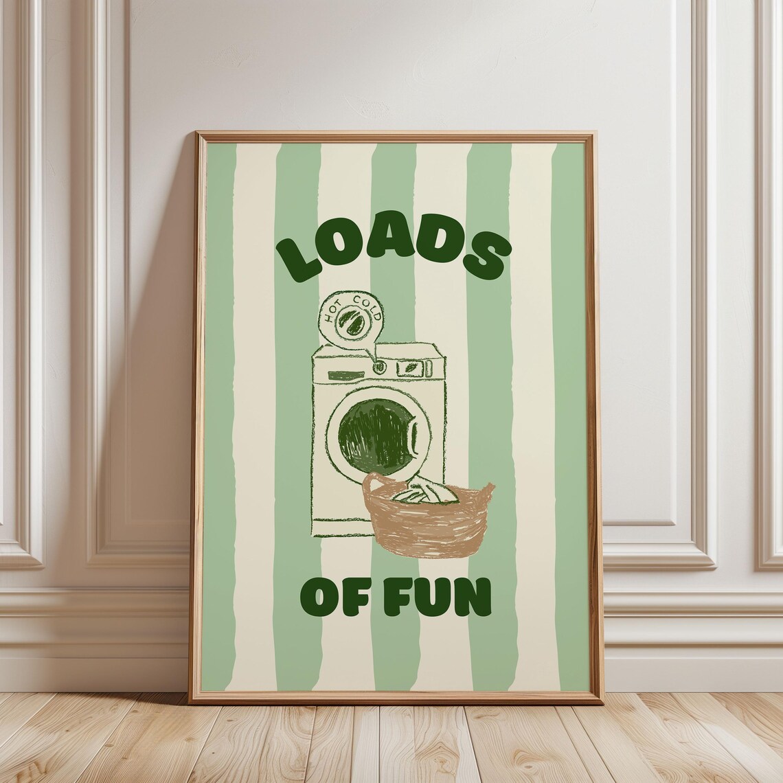 Loads Of Fun Laundry Rules Green Stripe Poster
