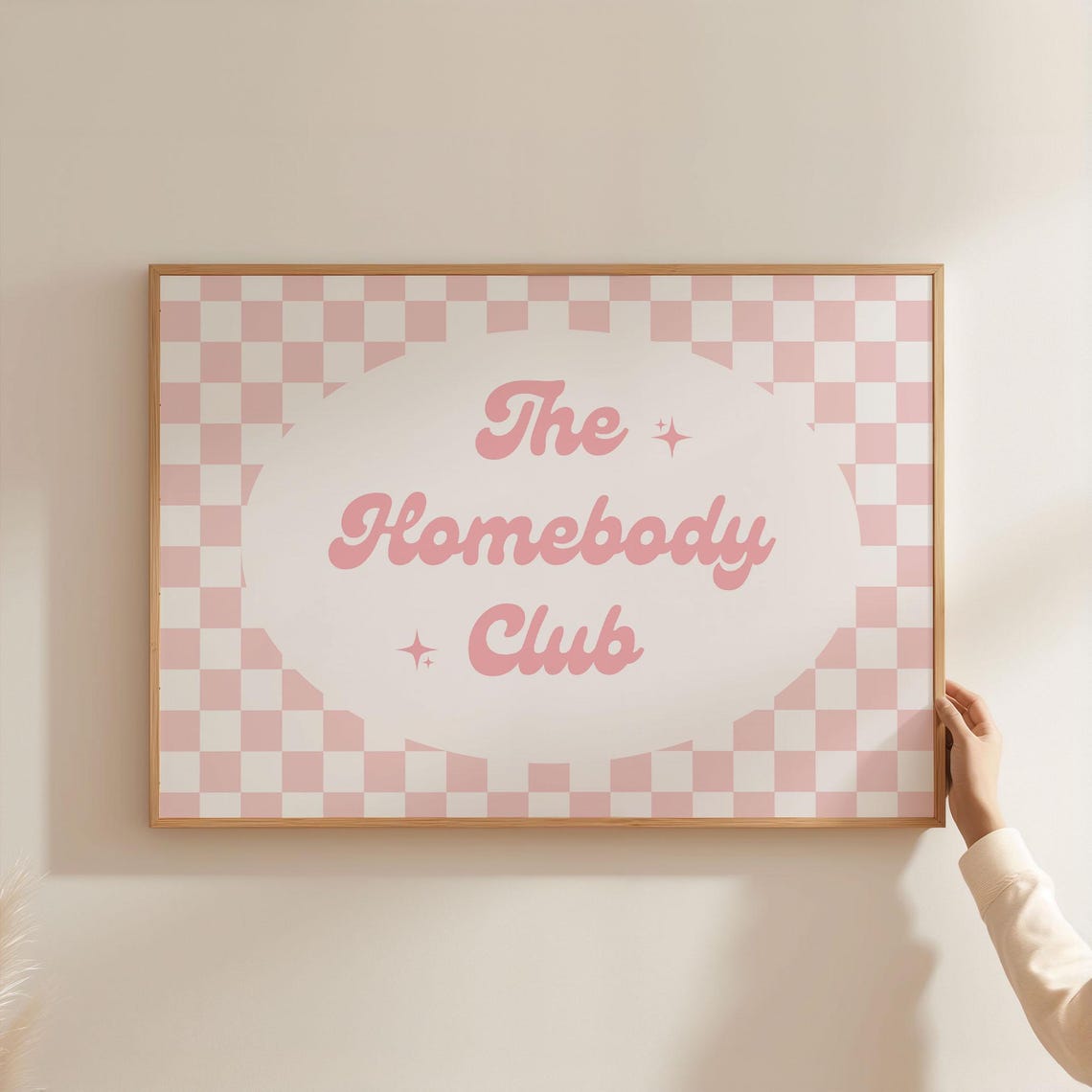 The Homebody Club Pink Checkered Retro Typography Bedroom Wall Poster