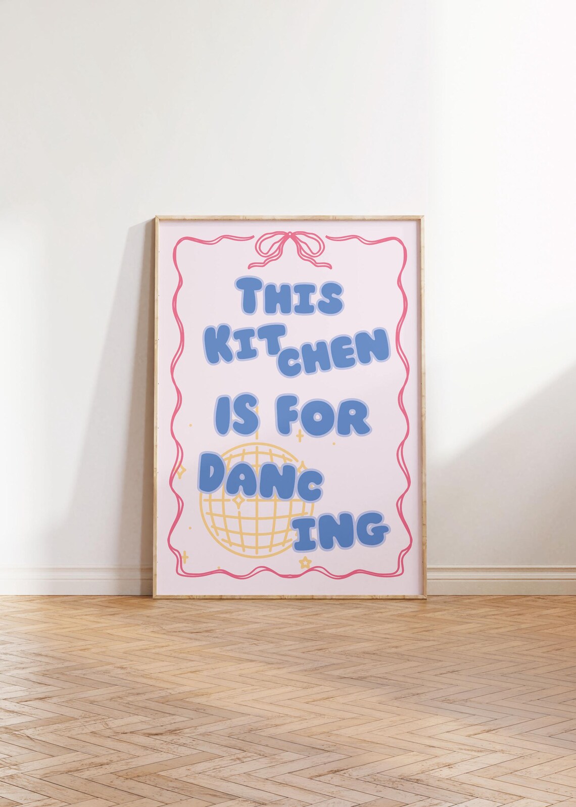This Kitchen Is For Dancing Wall Art Pastel Cute Funny Quote Decor Pink Blue Yellow