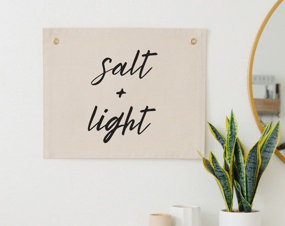 Matthew 513 16 Tapestry Salt And Light Banner Bible Verse Fabric Banner Bible Verse Tapestry Scripture Flag Scripture Wall Decor