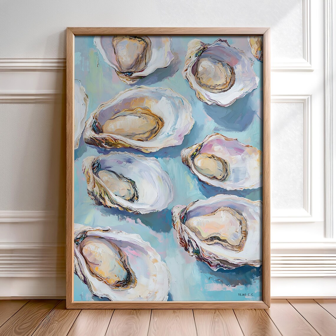 Oyster Shell Art Print, Coastal Beach House Decor