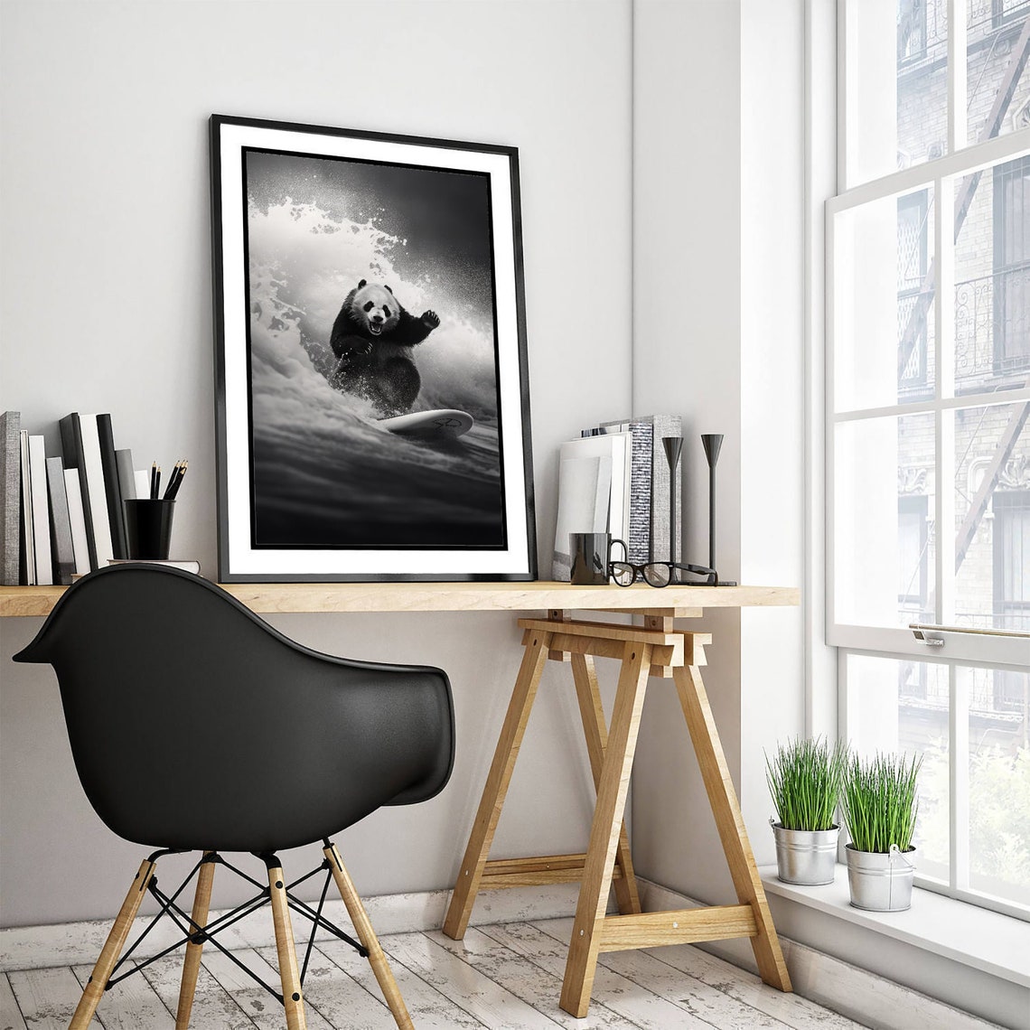 Animals Surfing Photograph Panda Art Print Poster Painting Museum Quality Giclee Home Wall Dcor - Image 3