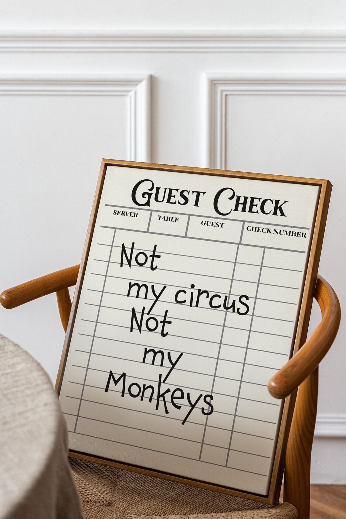 Not My Circus Not My Monkeys Vintage Guest Check Sassy Poster - Image 3