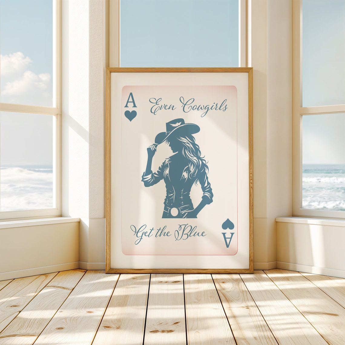 Even Cowgirls Get The Blue Card Blue Cowgirl Script Western Poster - Image 3