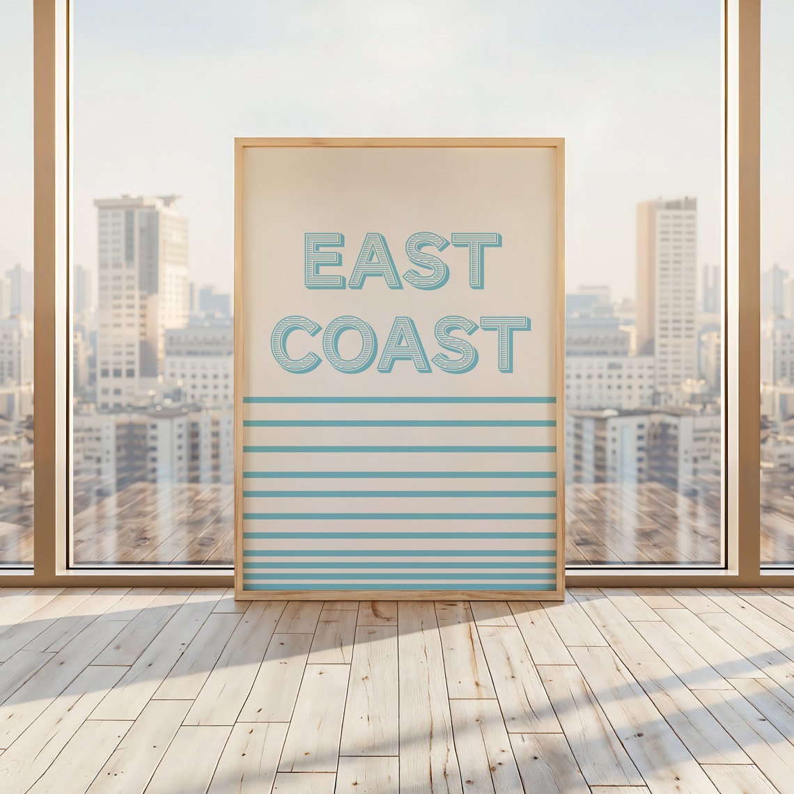 East Coast Light Blue Stripes White Modern Coastal Minimal Poster - Image 3