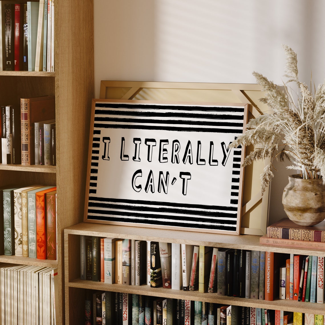 I Literally Can't Bold Striped Black White Funny Office Poster - Image 2