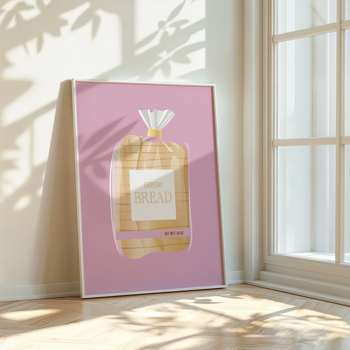 Everyday Bread Loaf Retro Pink Kitchen Illustration Food Poster - Image 2
