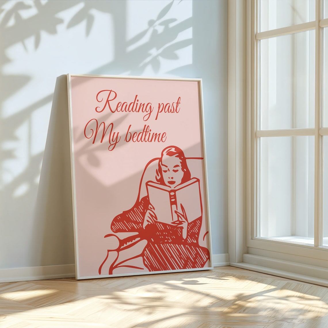 Reading Past My Bedtime Red Retro Woman Reading Chair Poster - Image 2