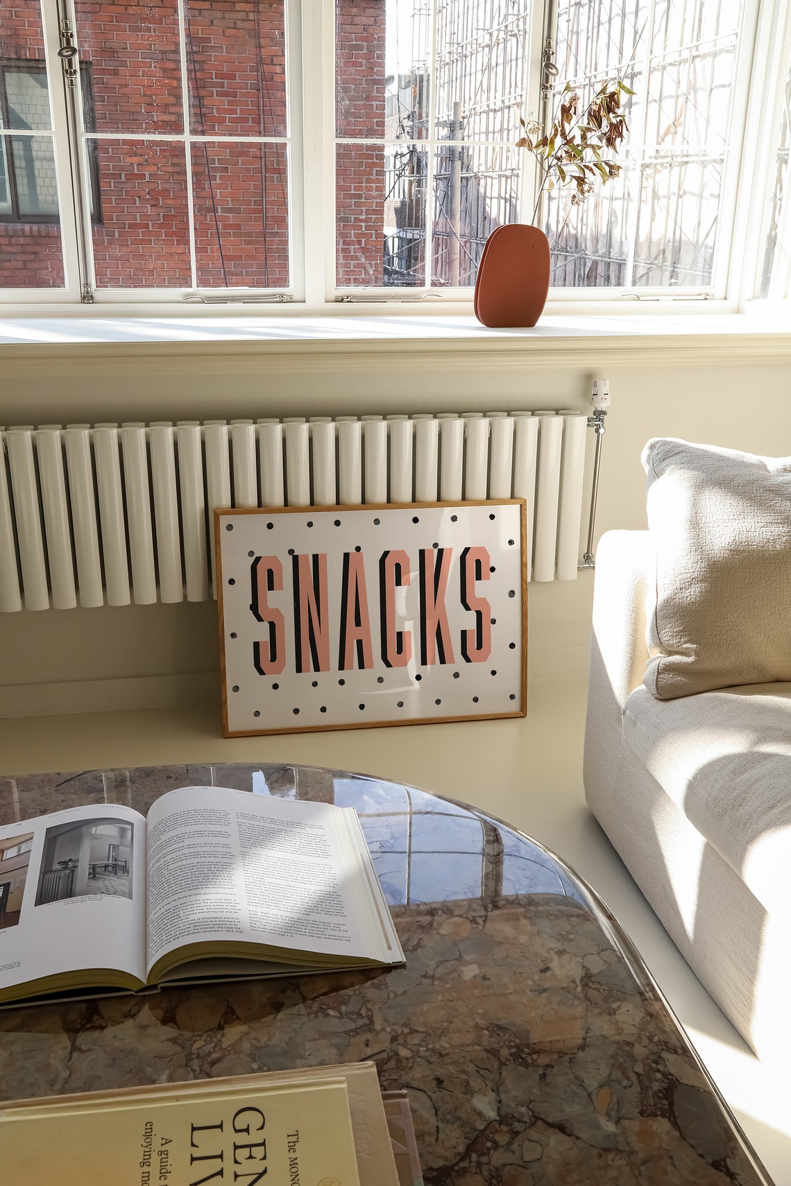 Snacks Pink Retro Polka Dot Bold Kitchen Typography Food Poster - Image 2