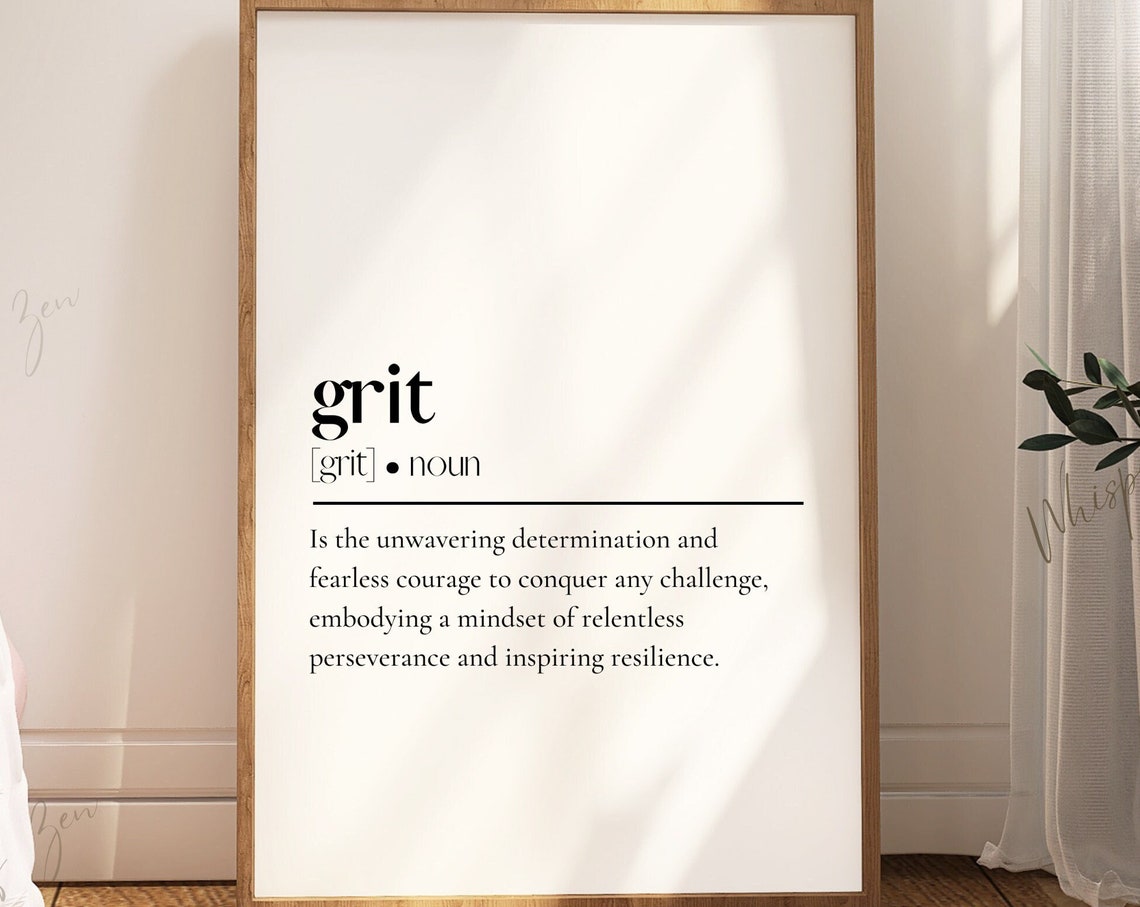 Grit Dictionary Definition Determination Motivational Office Poster
