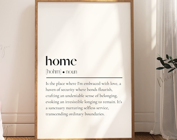 Home Definition Noun Meaning Typography Minimalist Art Poster