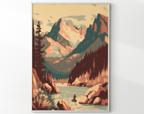 Galatin River Montana Rocky Mountain Travel Poster
