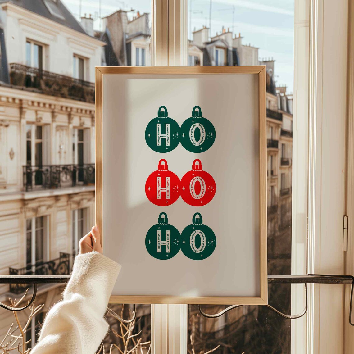 Ho Ho Ho Christmas Bauble Ornaments Green Red Holiday Poster - Image 2