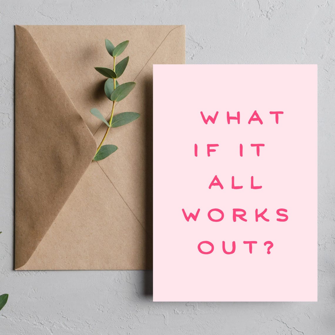 What If It All Works Out Red Lettering Blush Affirmation Poster - Image 2