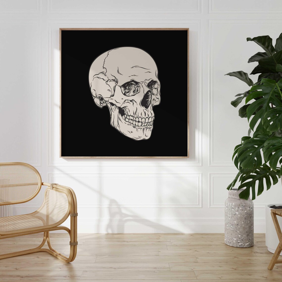 Vintage Skull Set Of Four Black Gothic Halloween Anatomy Print - Image 4