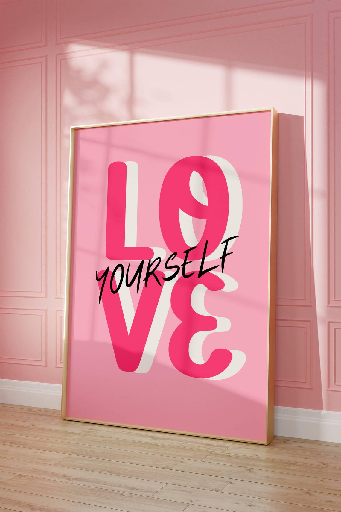 Love Yourself Bold Pink Typography Self Love Affirmation Wall Poster
