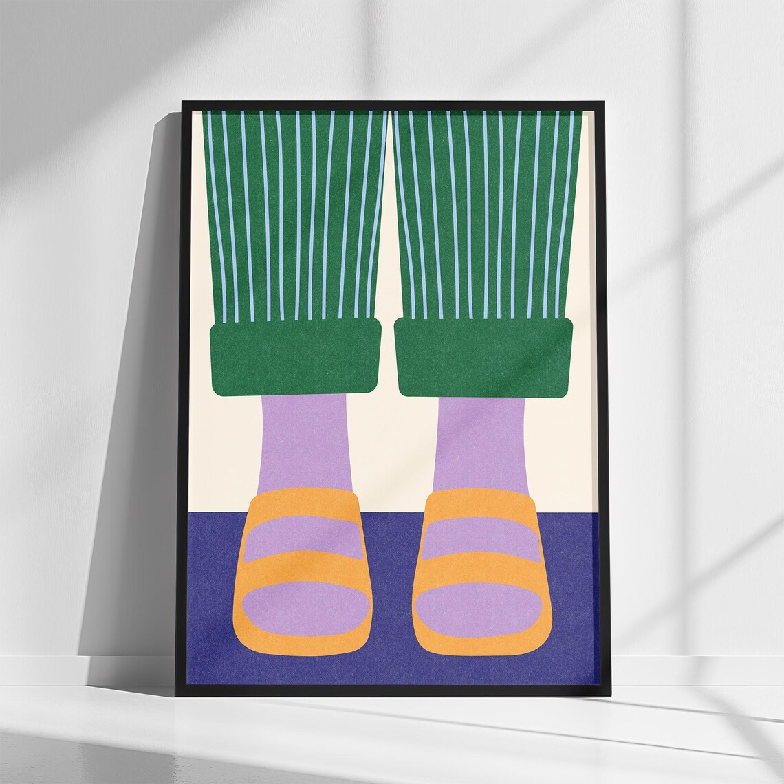 Minimalist Feet In Sandals Colorful Fashion Illustration Print
