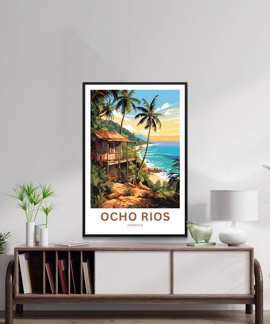Personalized Ocho Rios Jamaica Cliffside Hut Sunset Travel Poster - Image 2