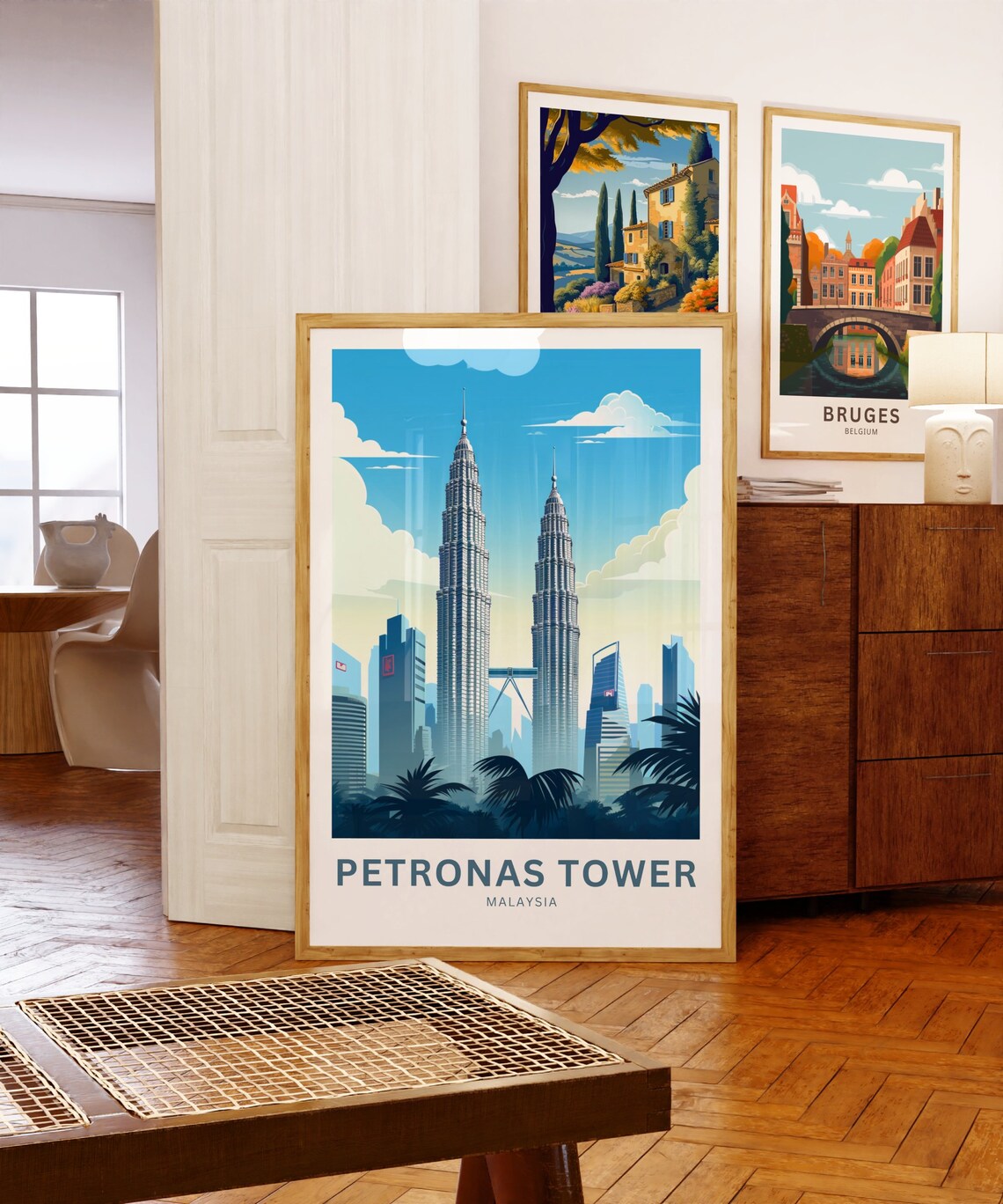 Petronas Towers Malaysia Twin Vintage Skyline City Travel Poster - Image 5