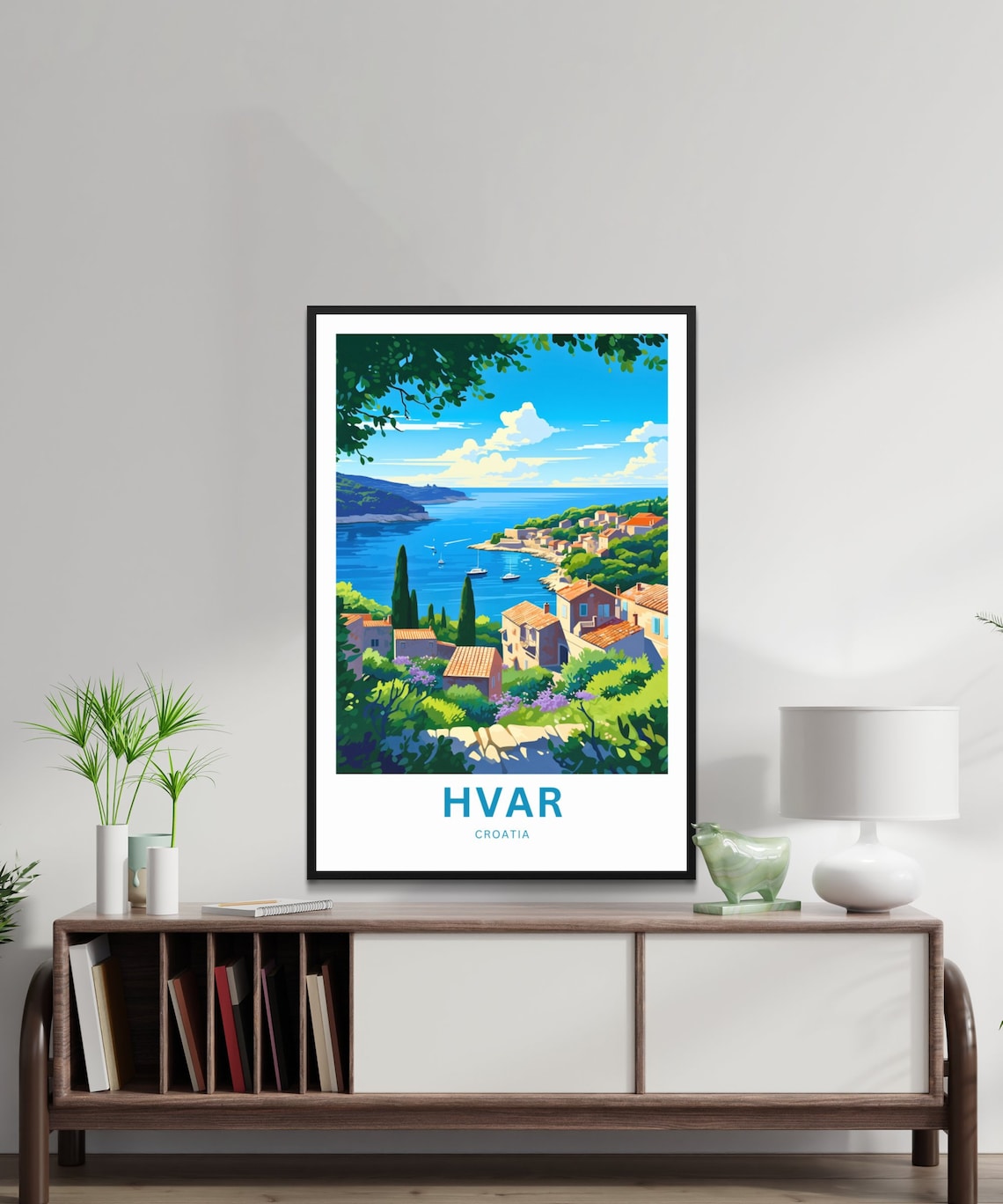 Hvar Croatia Sunny Island Bay Coastal Village Scenic Travel Poster - Image 2