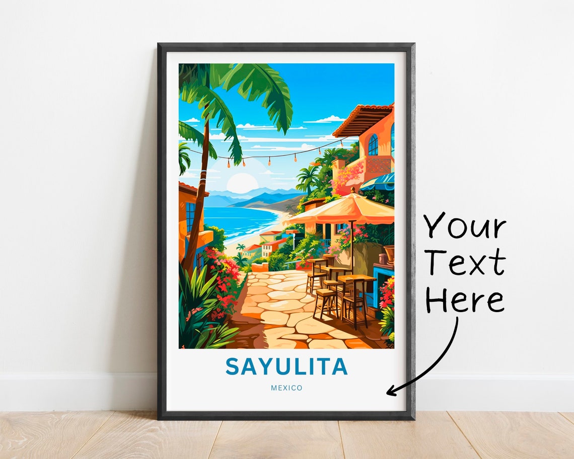 Personalized Sayulita Mexico Beach Terrace Cafe Ocean Poster