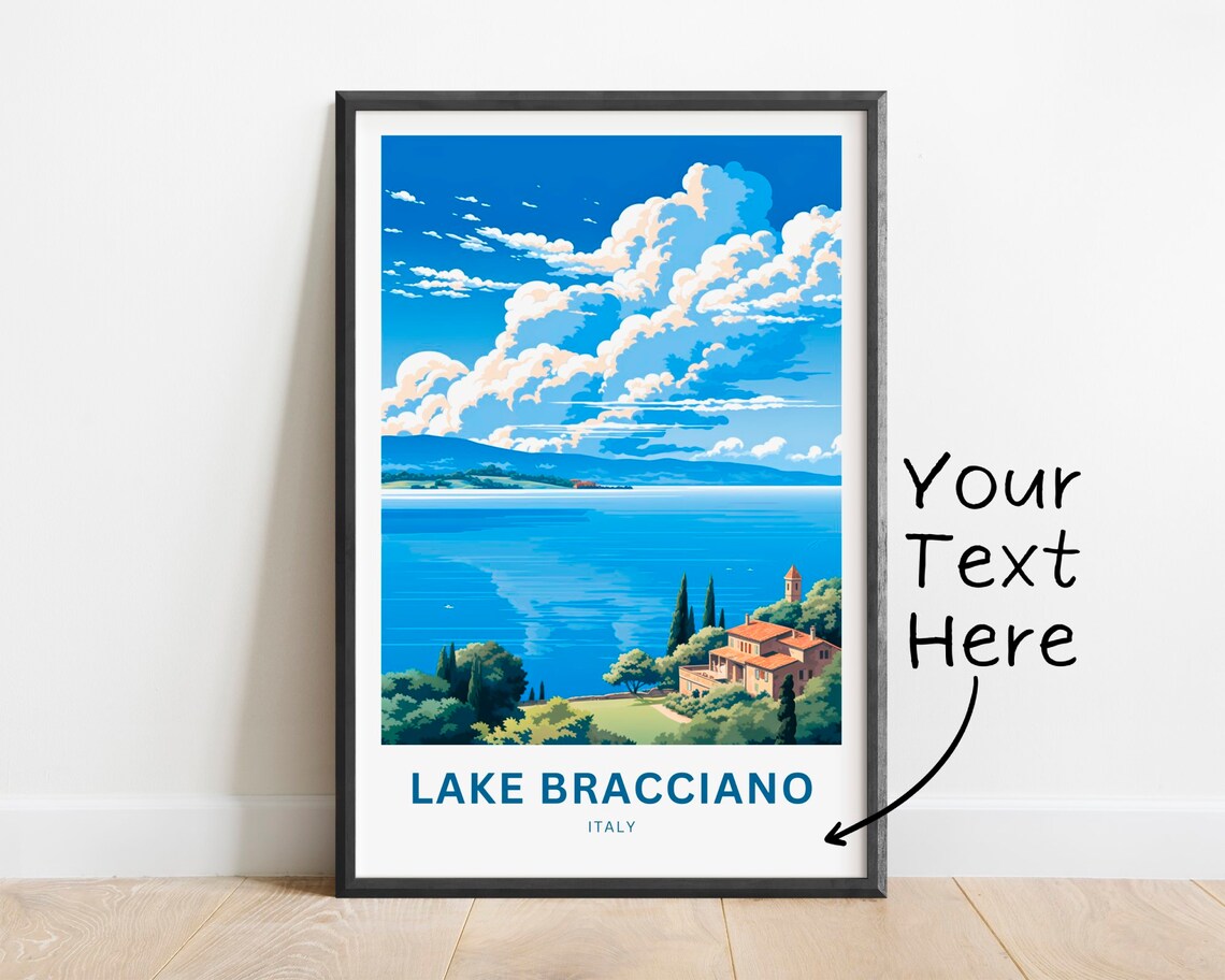 Lake Bracciano Blue Hills Cypress Villa Lakeside Italy Poster