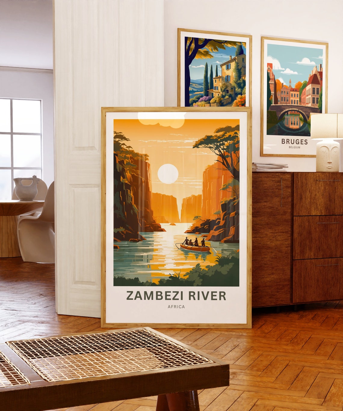 Zambezi River Africa Sunset Canoe Personalized Travel Poster - Image 5
