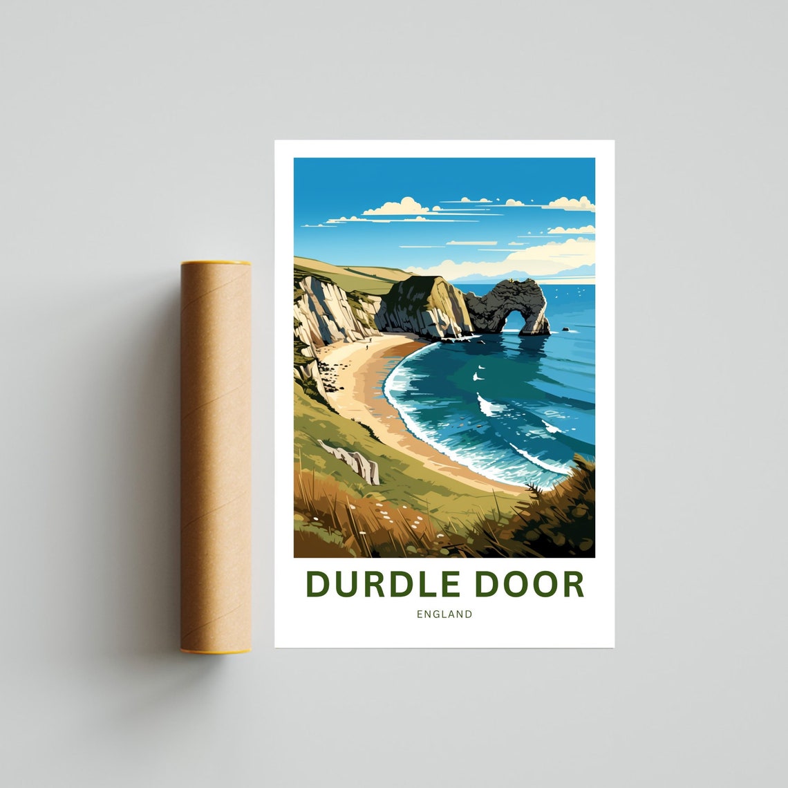 Durdle Door England Dramatic Coastal Arch Sandy Beach Poster - Image 4