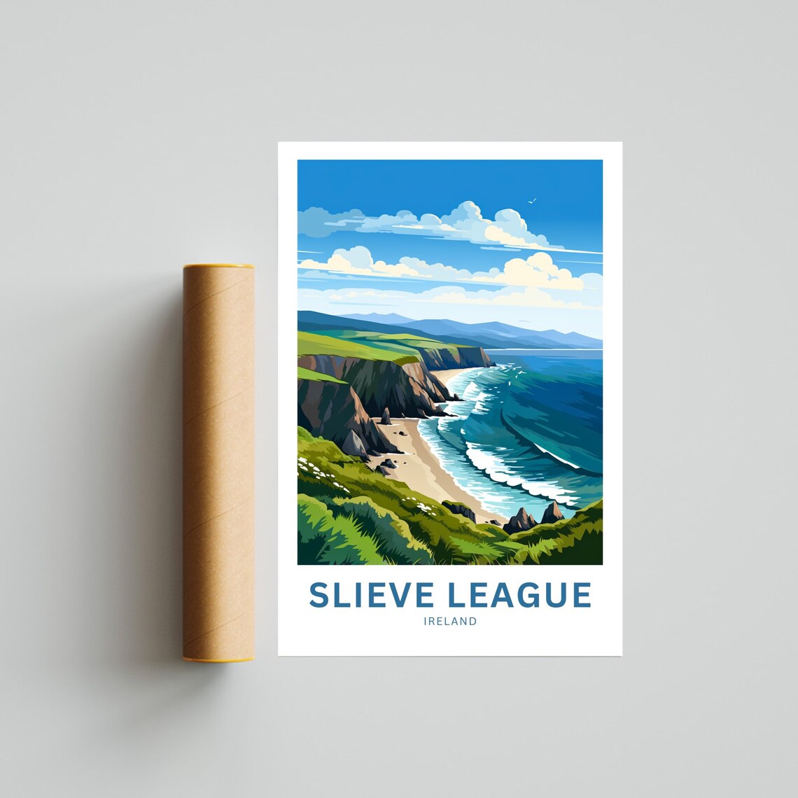 Slieve League Ireland Dramatic Cliff Beach Ocean Waves Travel Poster - Image 4