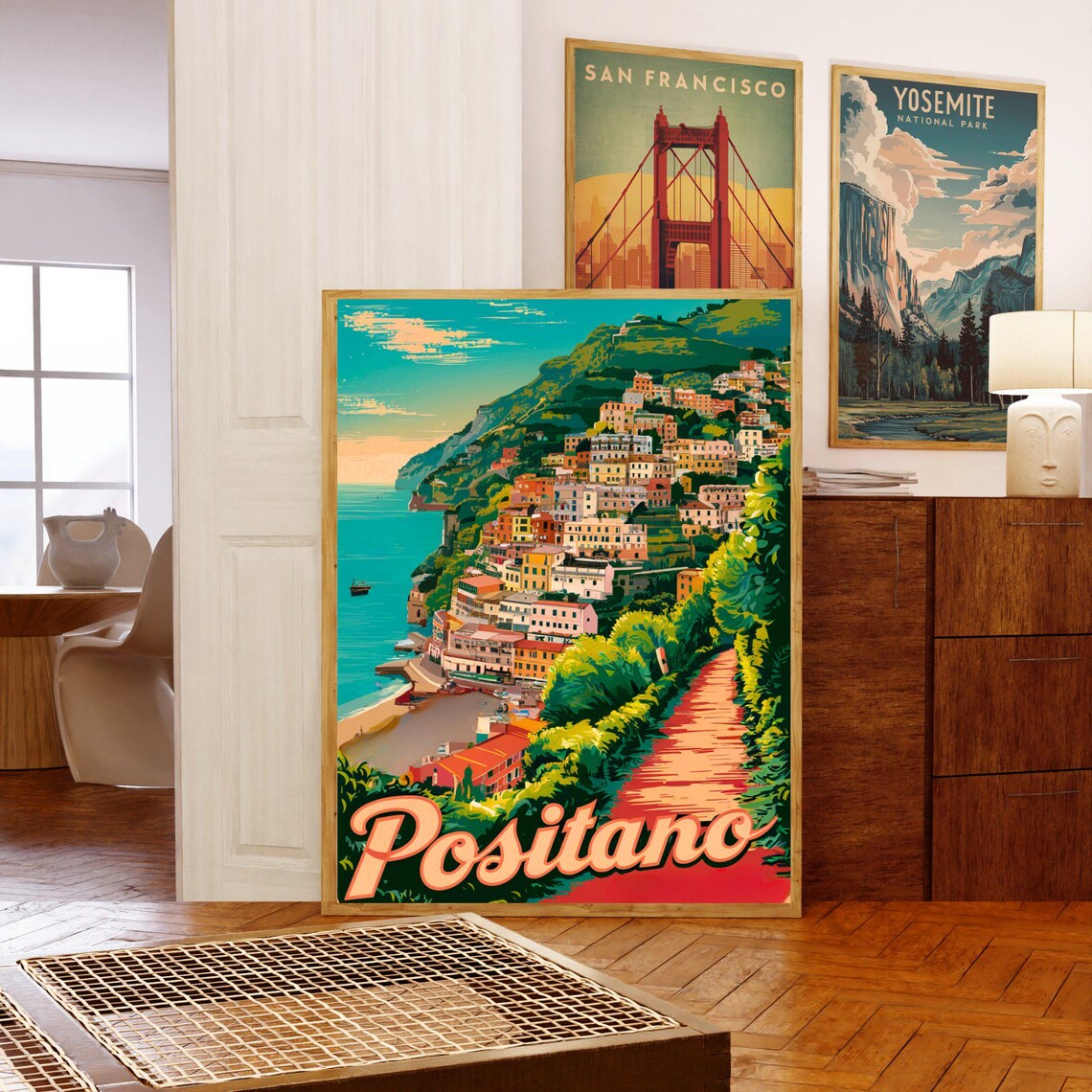 Positano Italy Amalfi Coast Cliffside Town Vintage Travel Poster - Image 5