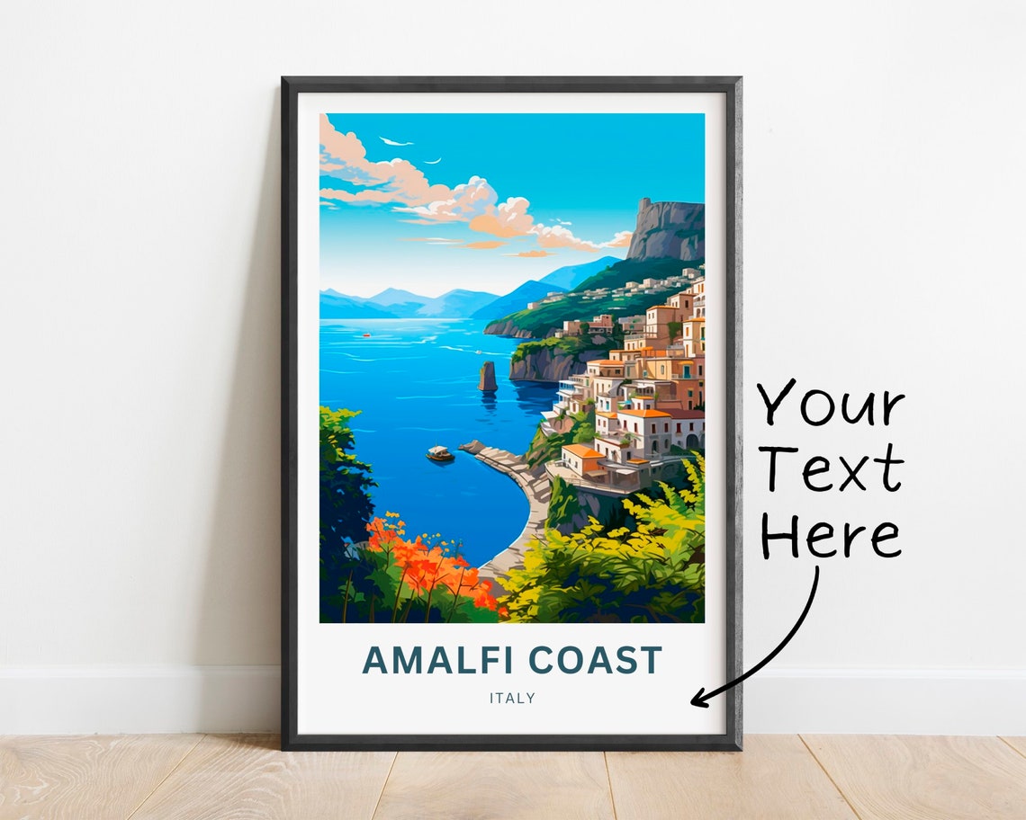 Amalfi Coast Italy Cliffside Village Personalized Travel Poster