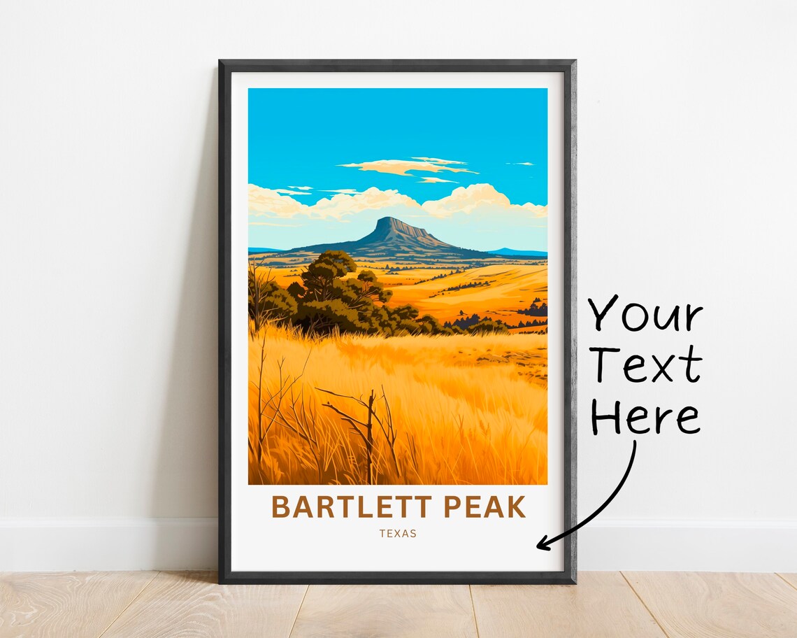 Bartlett Peak Texas Lone Mesa Prairie Personalized Travel Poster