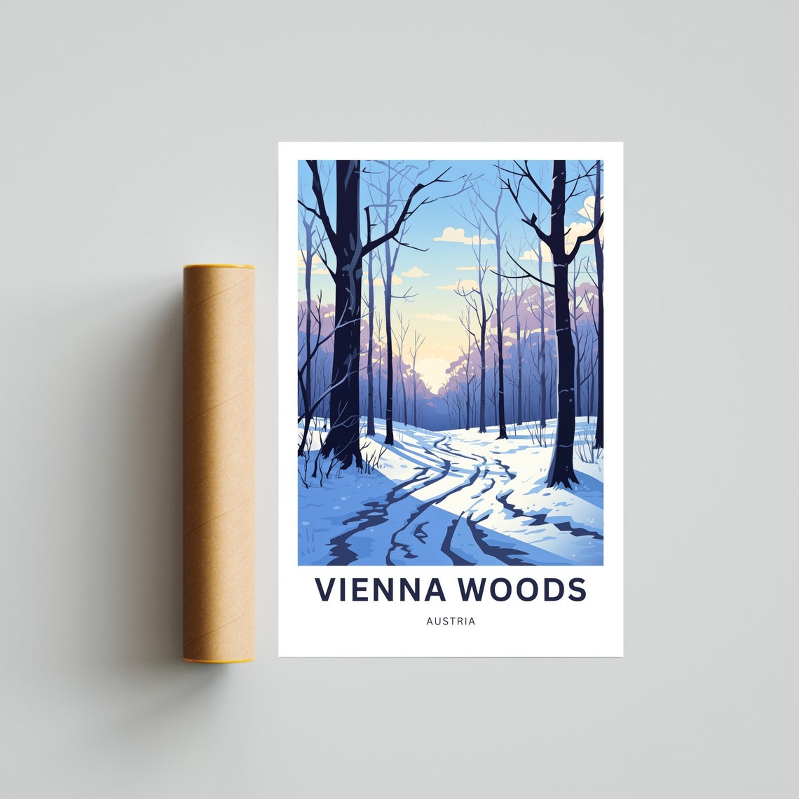 Personalized Vienna Woods Snowy Blue Forest Custom Name Travel Poster - Image 4