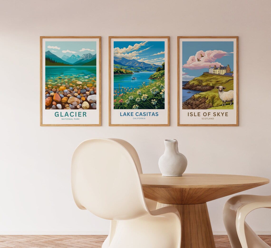 Lake Casitas California Customizable Sailboat Lake Poster Artwork - Image 3
