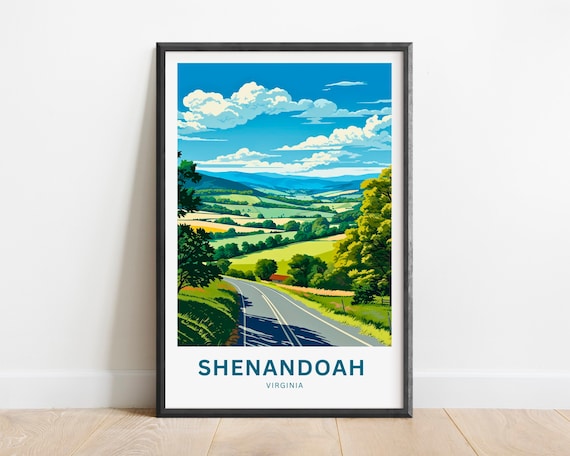 Shenandoah Virginia Blue Ridge Road Rolling Hills Travel Poster
