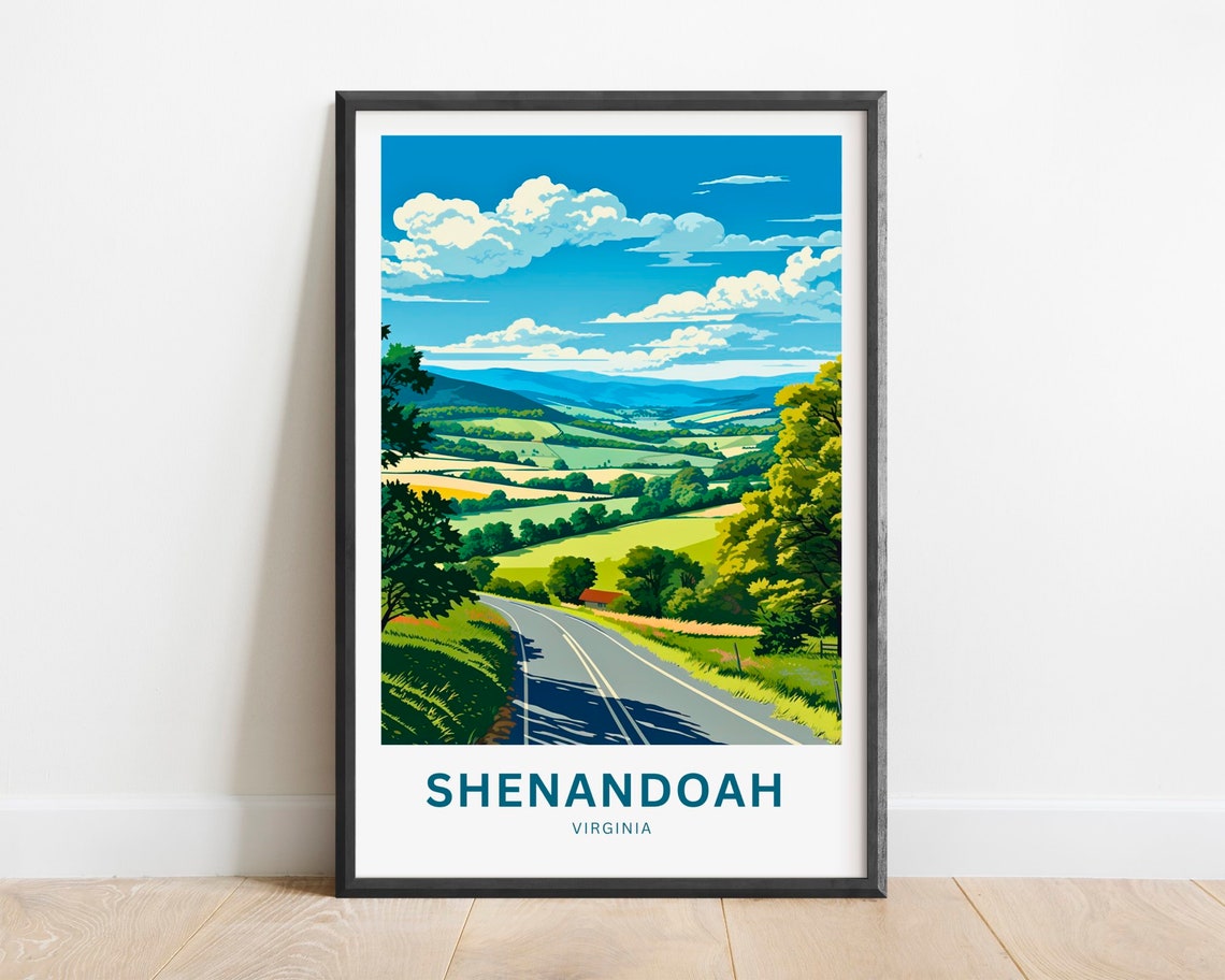 Shenandoah Virginia Blue Ridge Road Rolling Hills Travel Poster